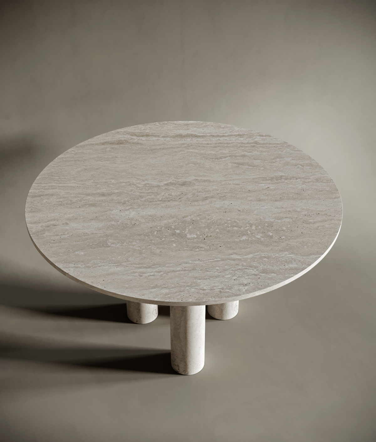 ronde travertin tafel met marble