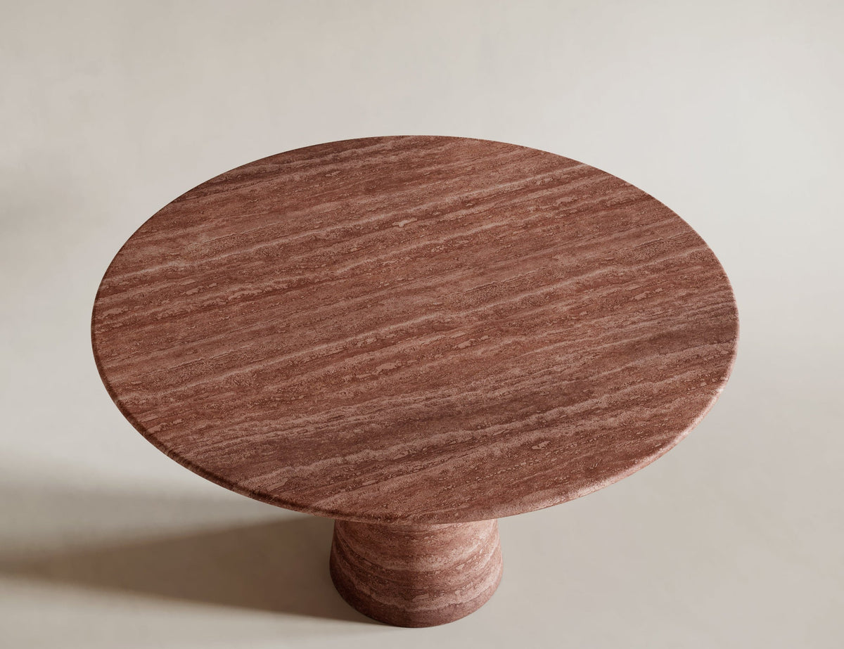 round travertine dining table