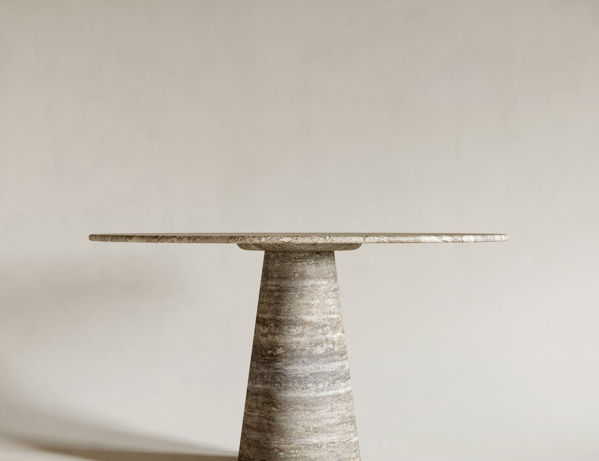 modern travertine design round table silver gray