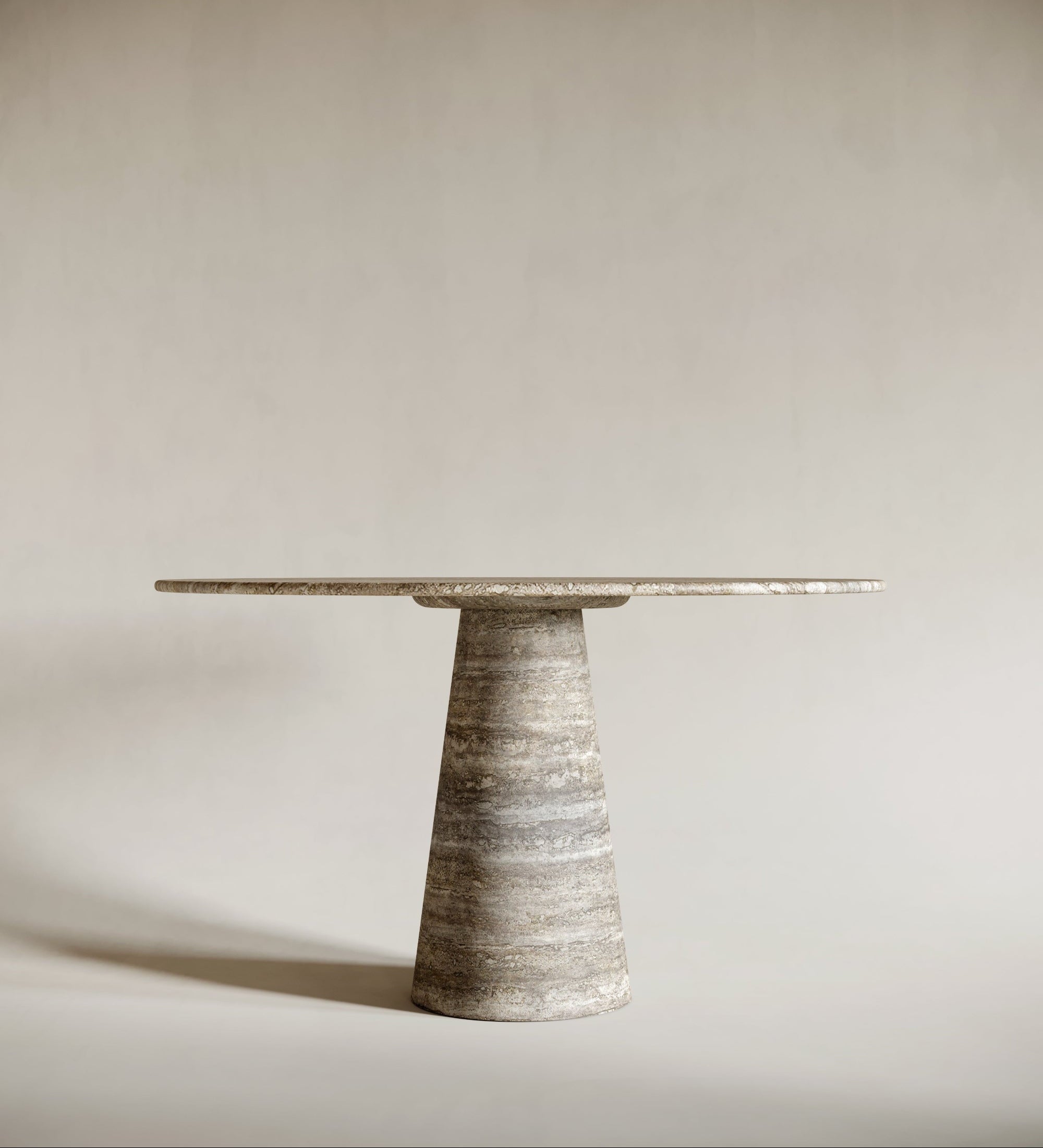 modern travertine design round table silver gray