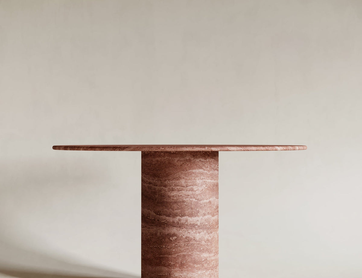 red travertine dining table