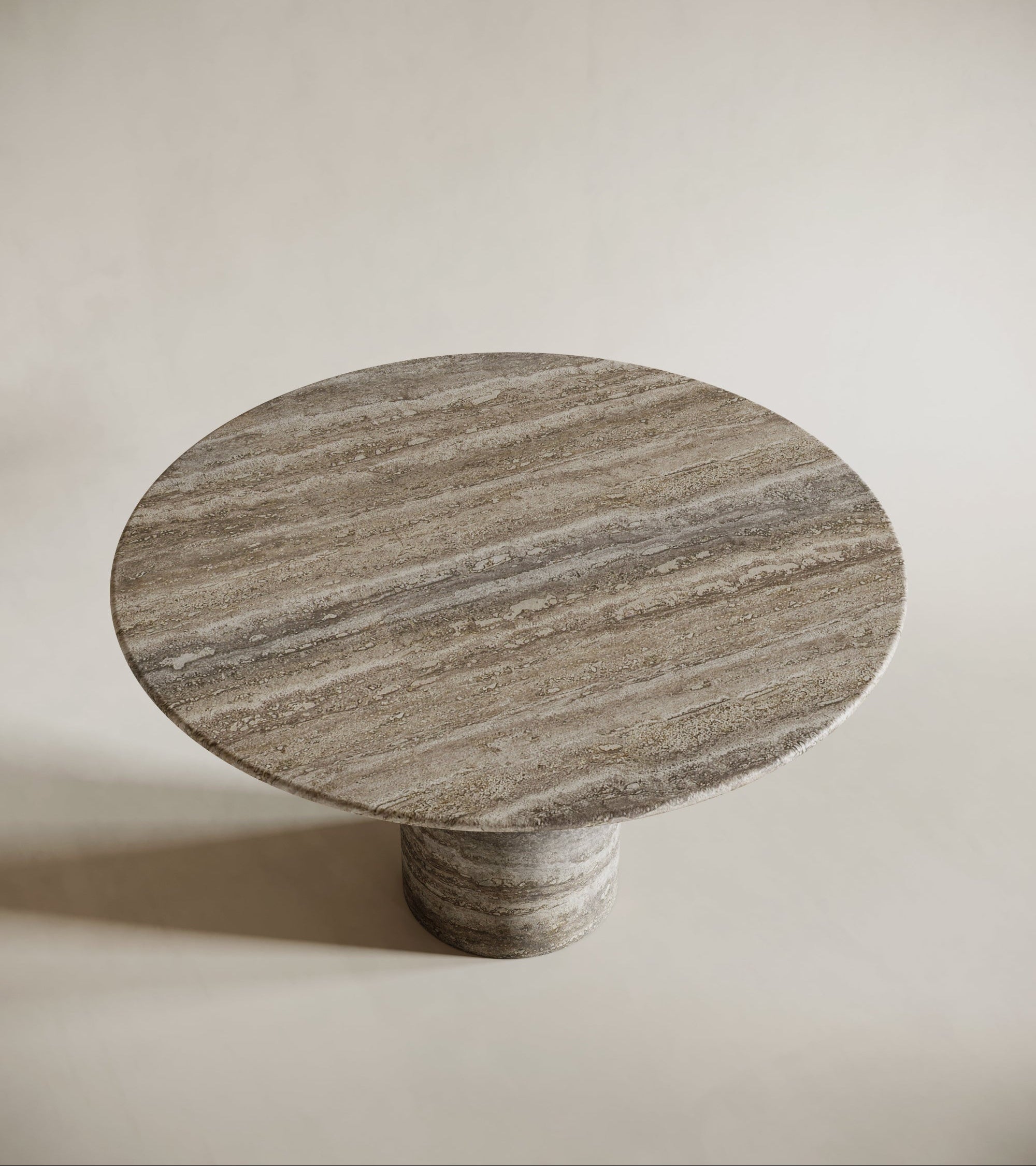round travertine dining table silver