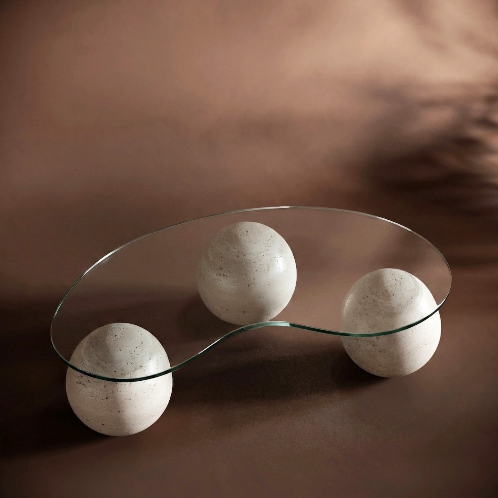 glass table with balls ball travertine table