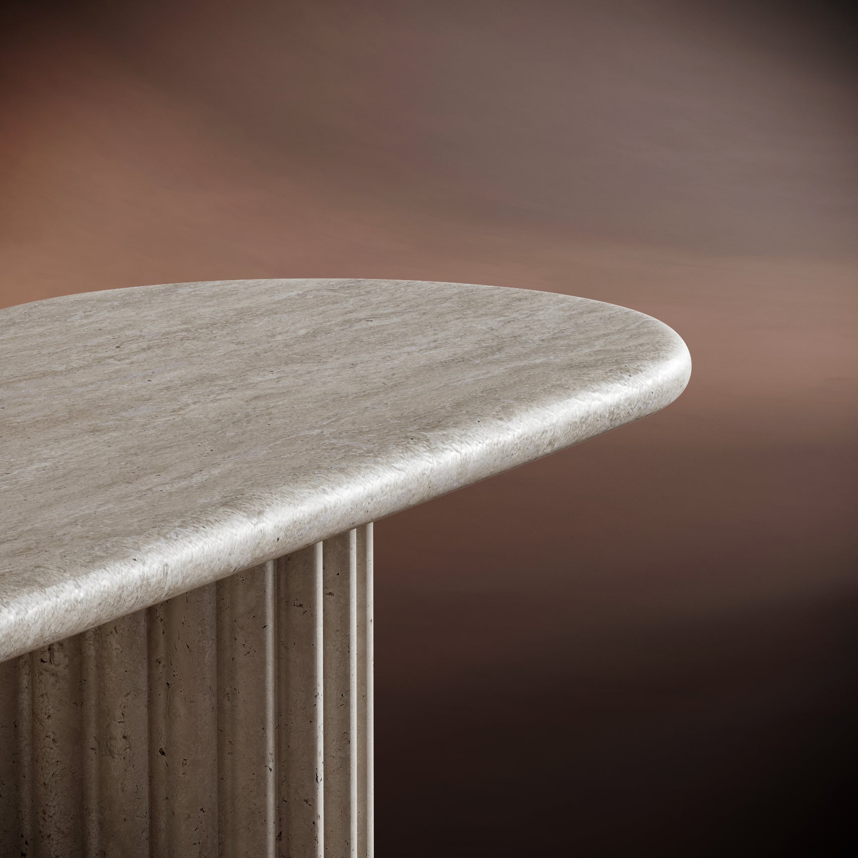 Close-up of the console table’s natural veining and fluted leg design, highlighting its premium craftsmanship.