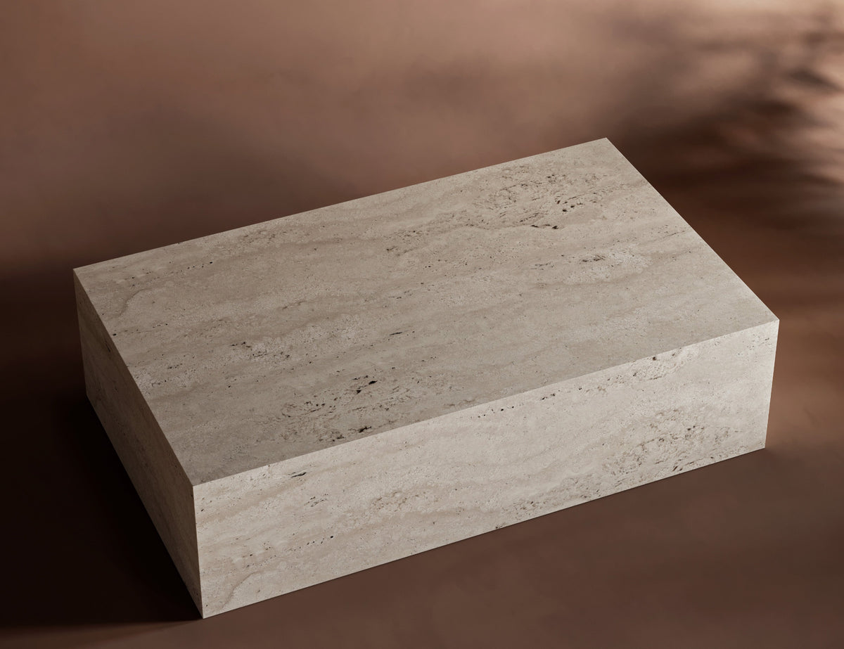 square travertine coffee table