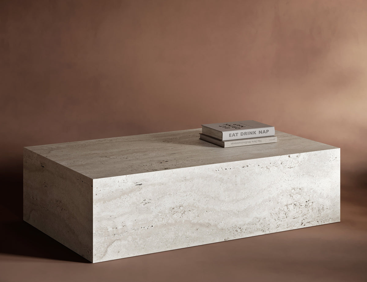 Rectangle Plinth Travertine Coffee Table