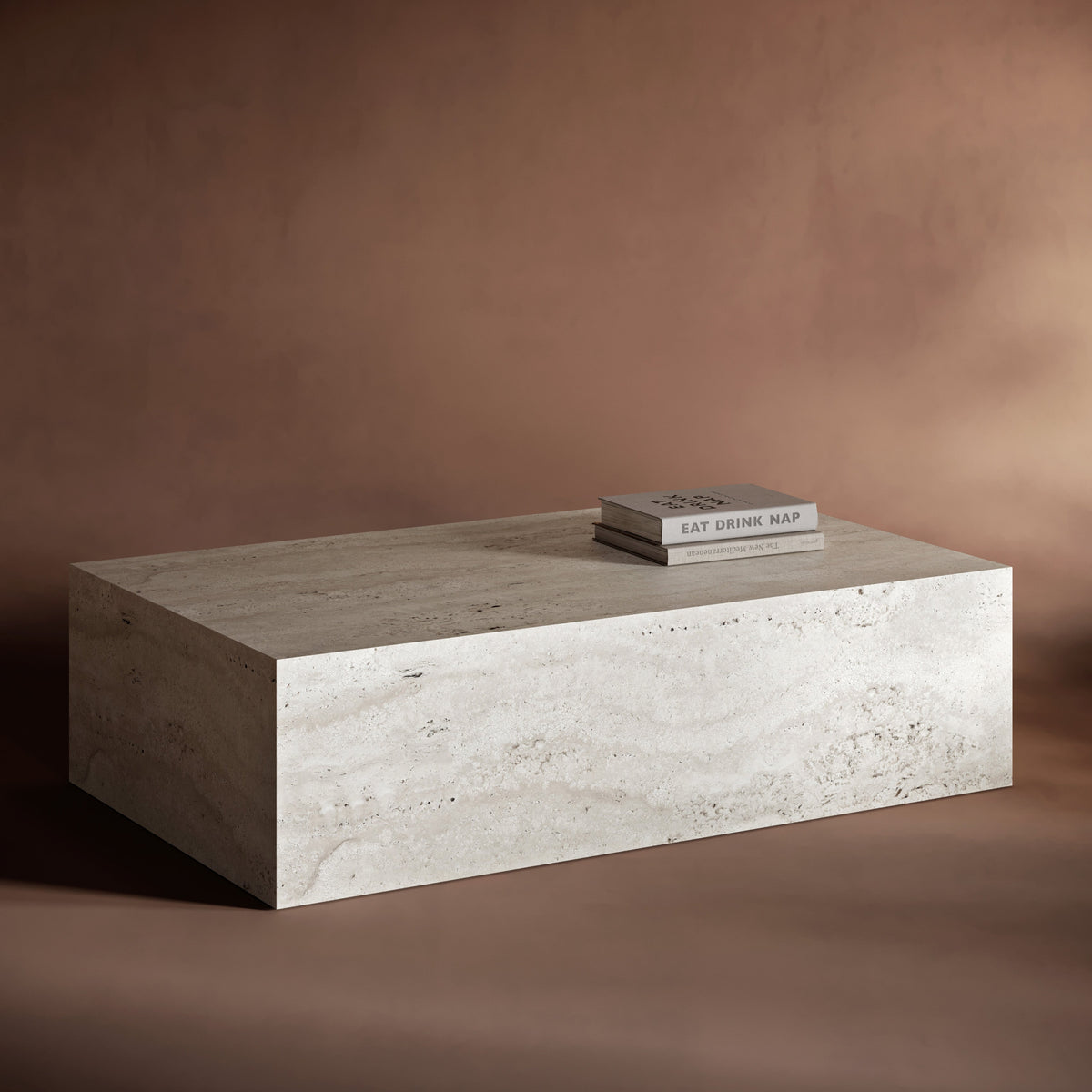 Rectangle Plinth Travertine Coffee Table