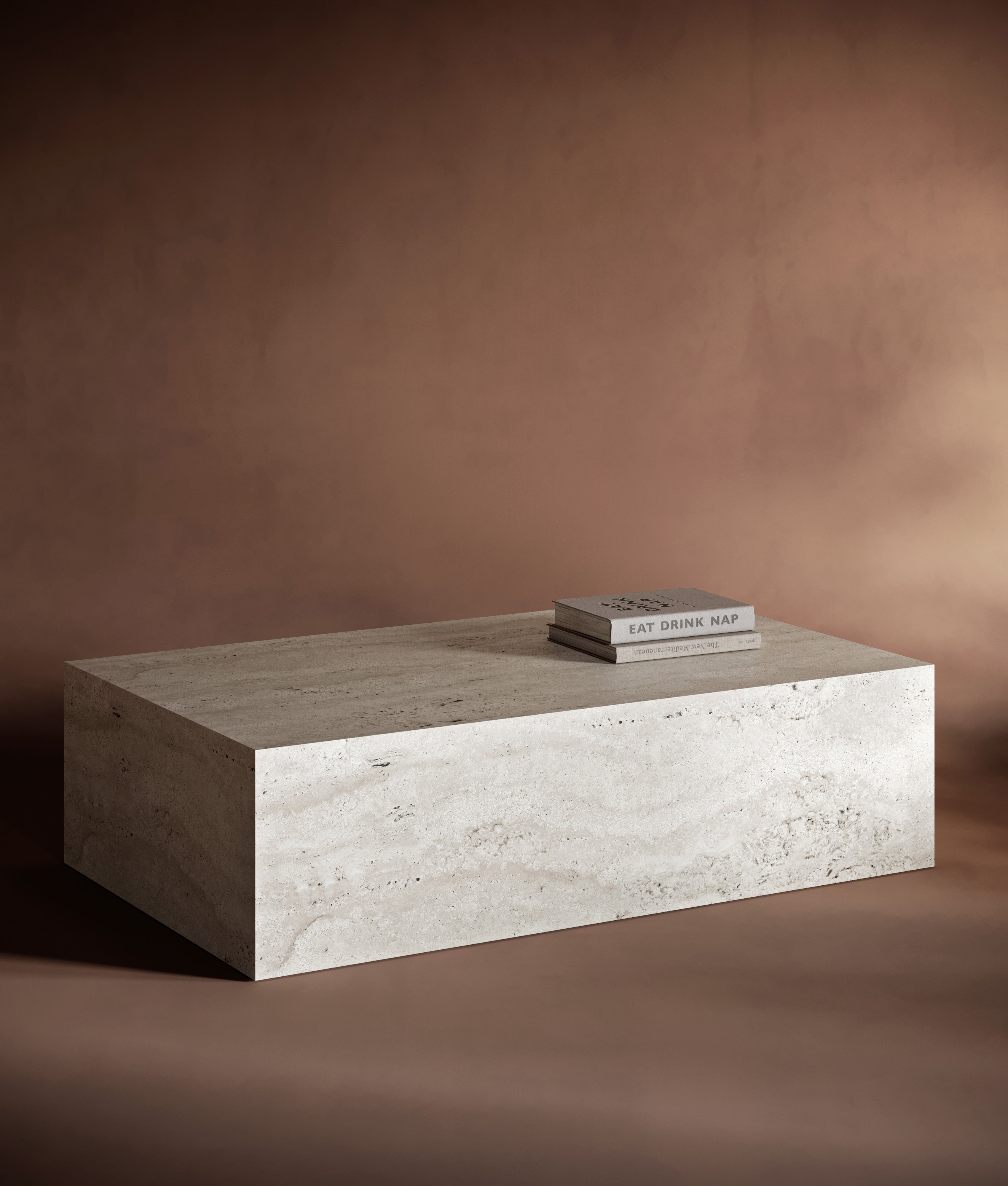 Rectangle Plinth Travertine Coffee Table