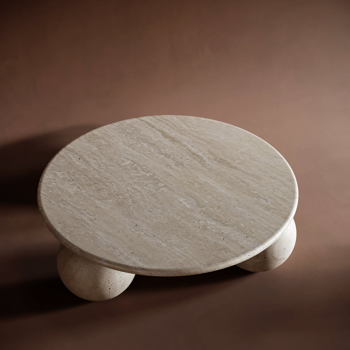round travertine coffee table ronde travertin salontafel