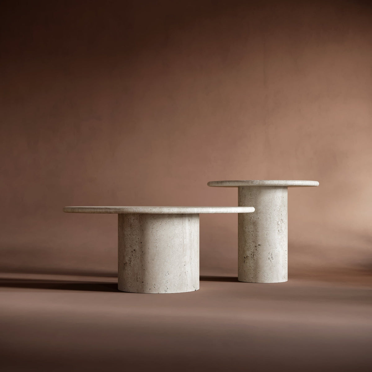 round travertine coffee table