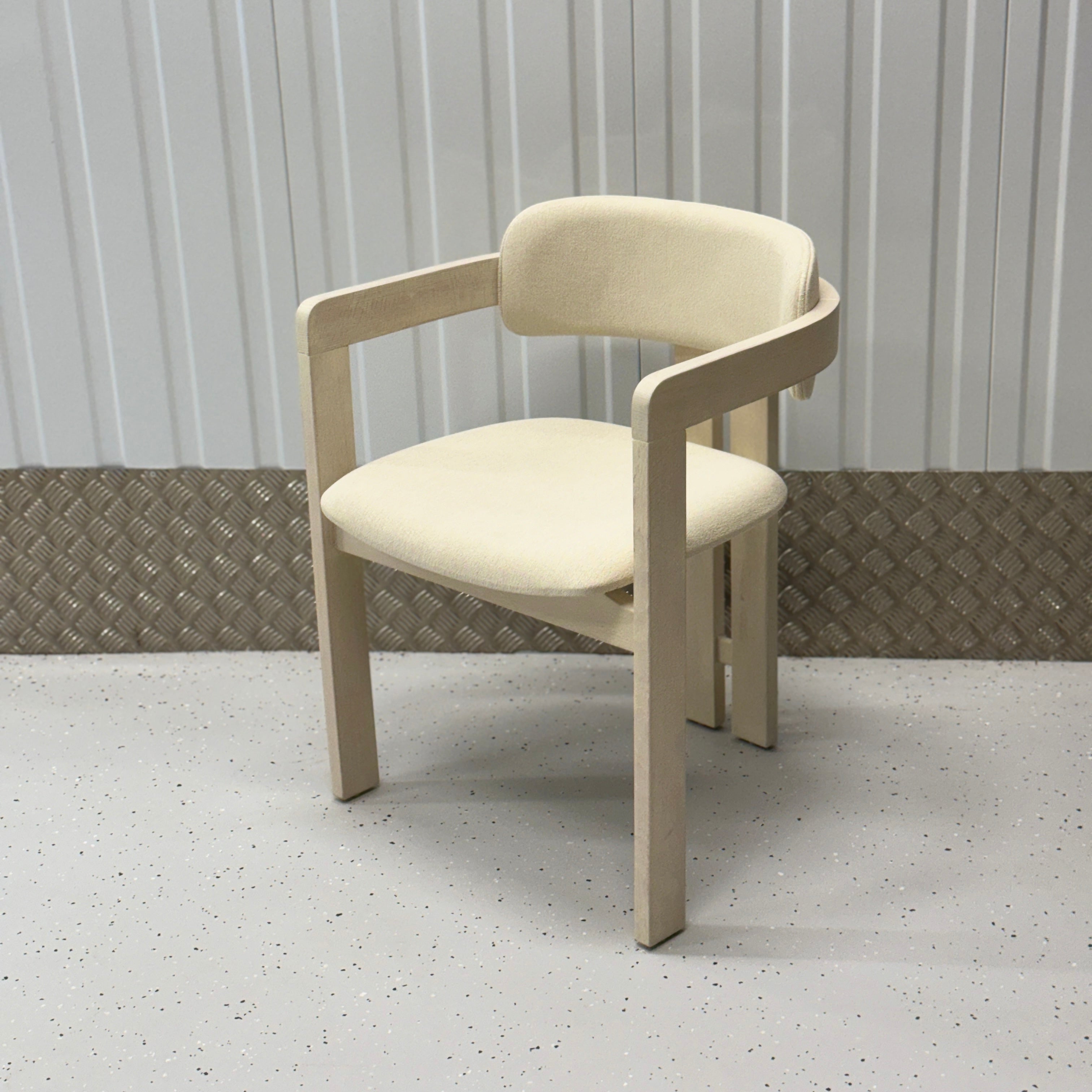 T-Chair by BEDÚ Atelier featuring a T-shaped backrest and customizable solid beechwood frame, perfect for modern dining spaces