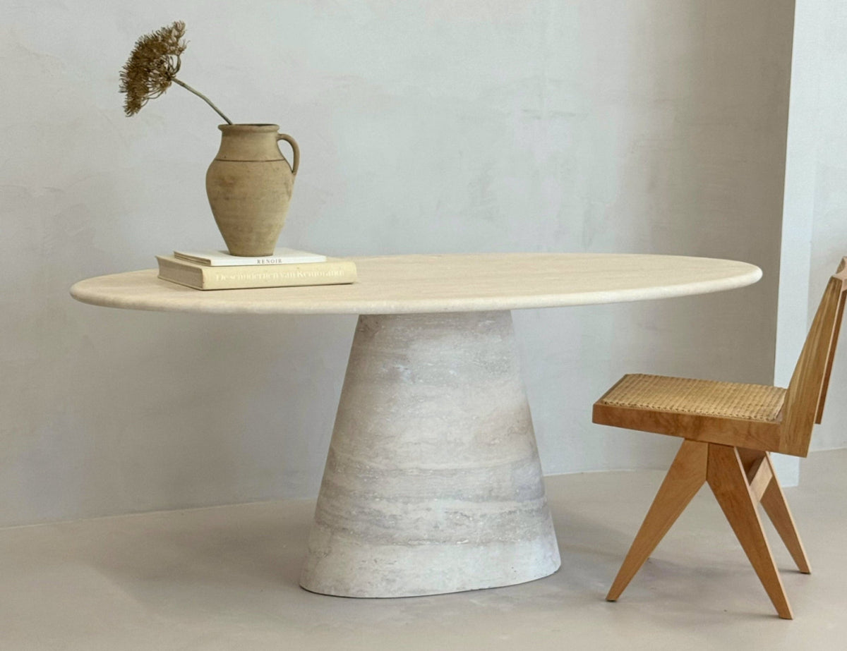 travertine dining table , travertin eettafel