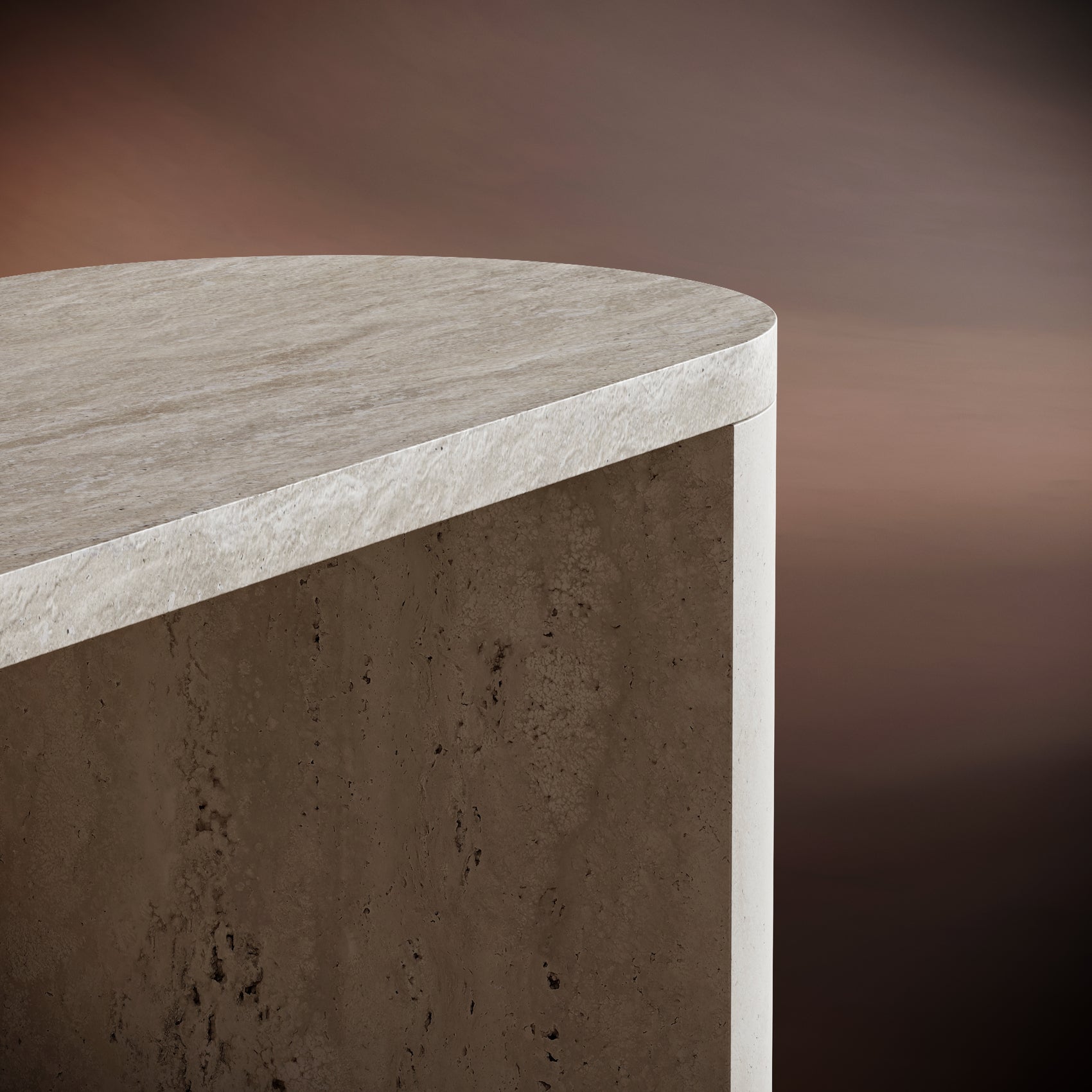 Handcrafted travertine console table with a softer aesthetic, perfect for modern and natural stone furniture lovers.
