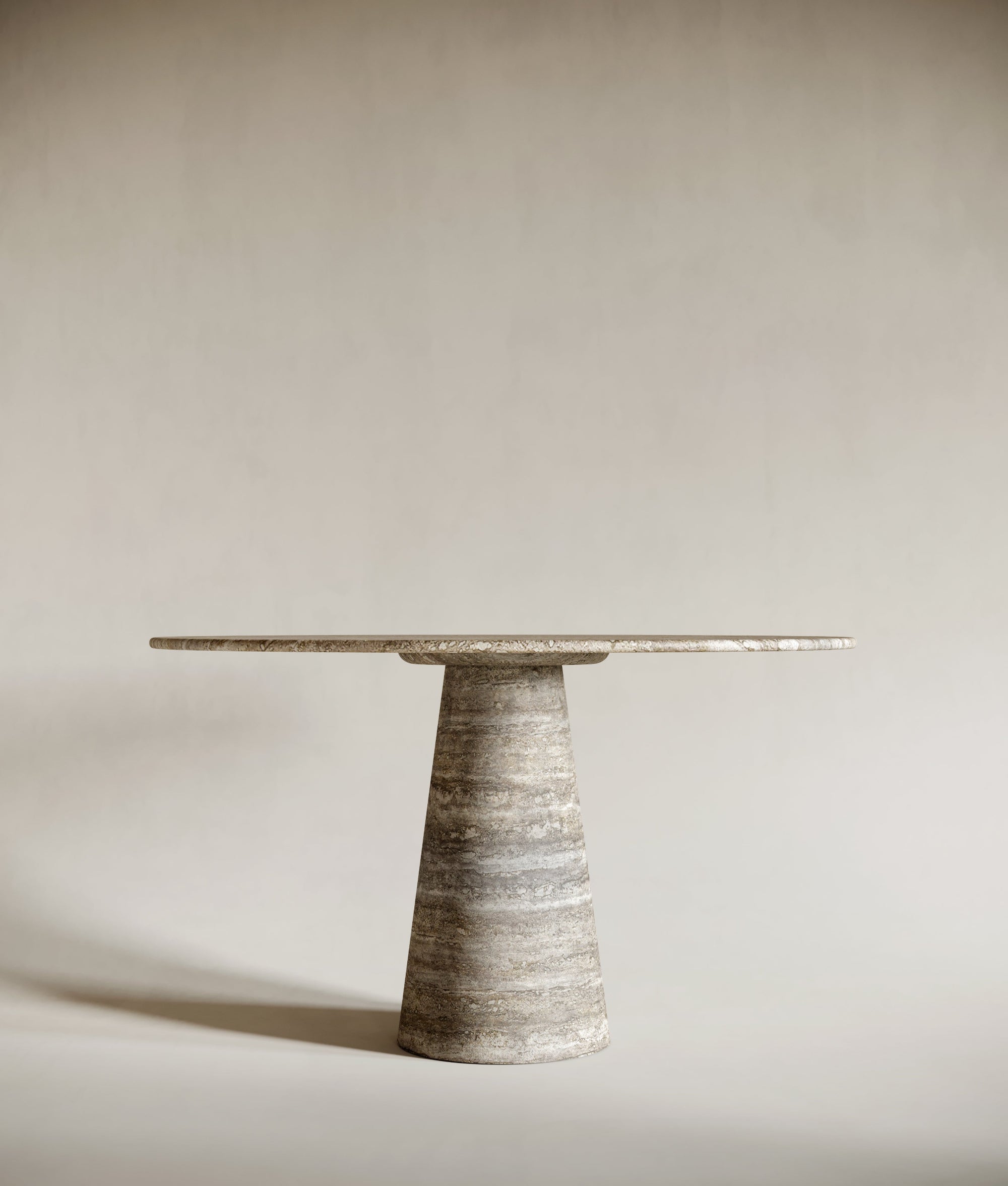 modern travertine design round table silver gray
