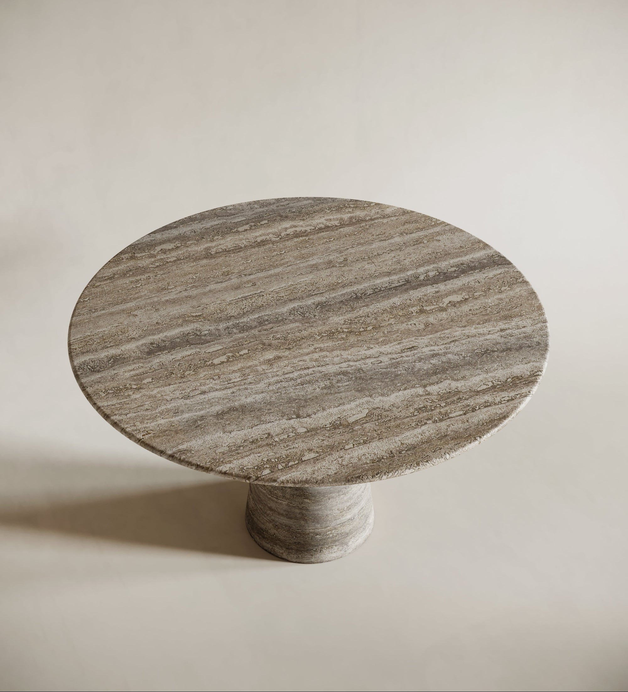 silver travertine table with canonic leg