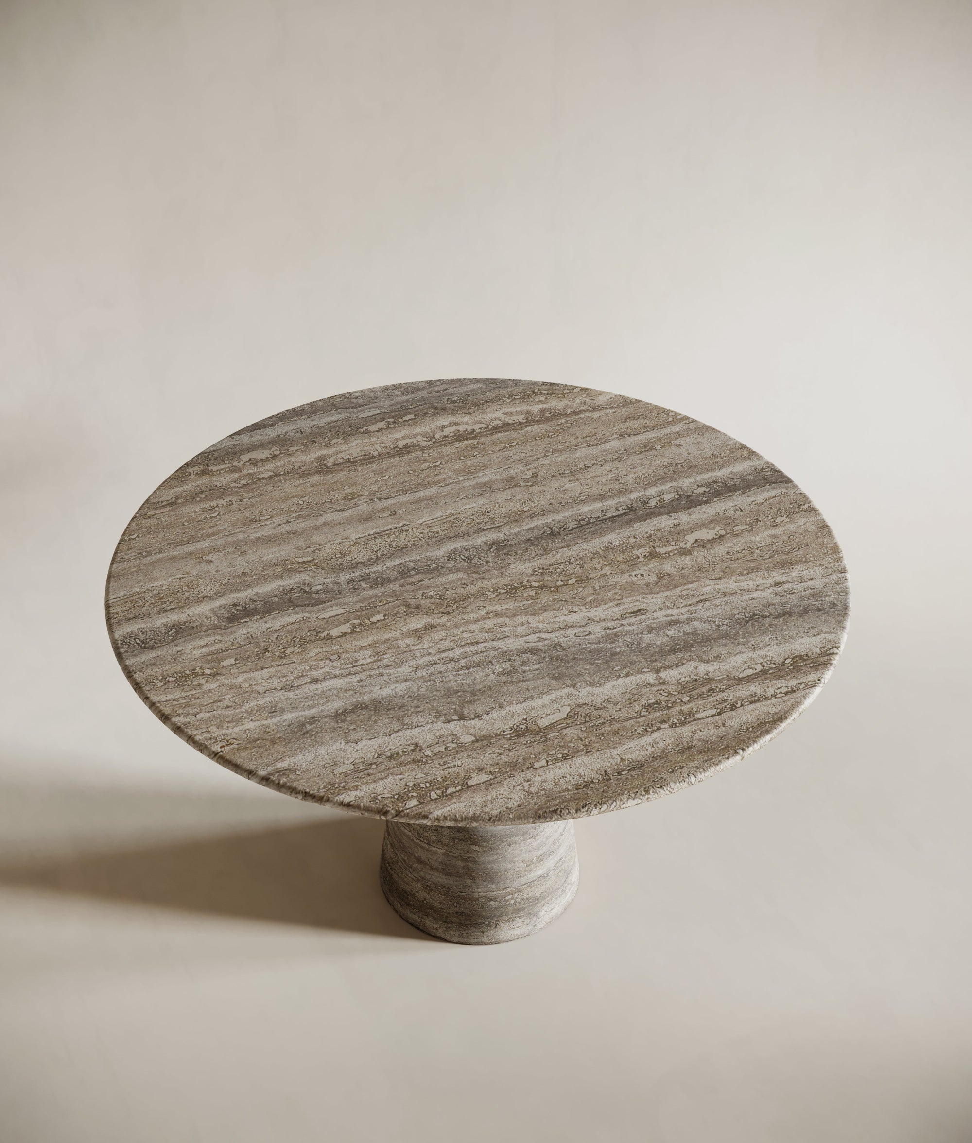 silver travertine table with canonic leg