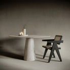 ronde travertin eettafel