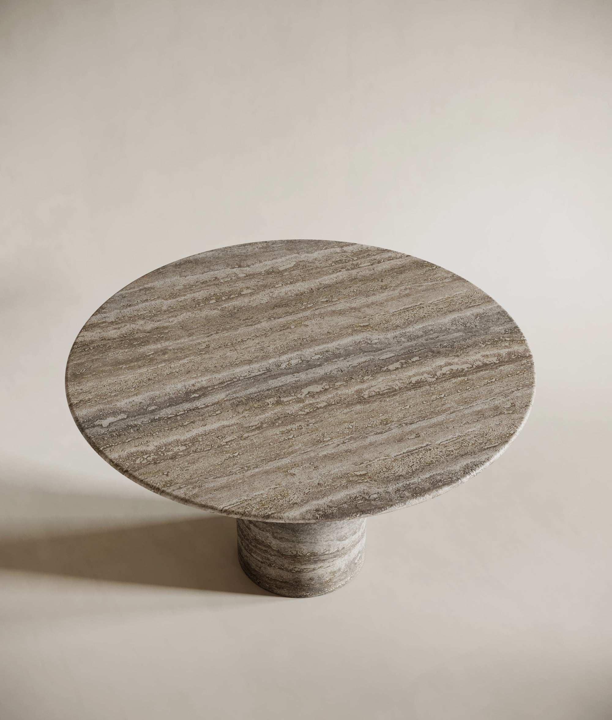 round travertine dining table silver