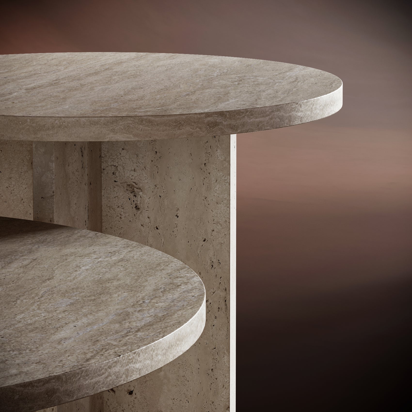 The ELENA coffee table set in a minimalist interior, blending natural materials with contemporary design for a timeless look.
