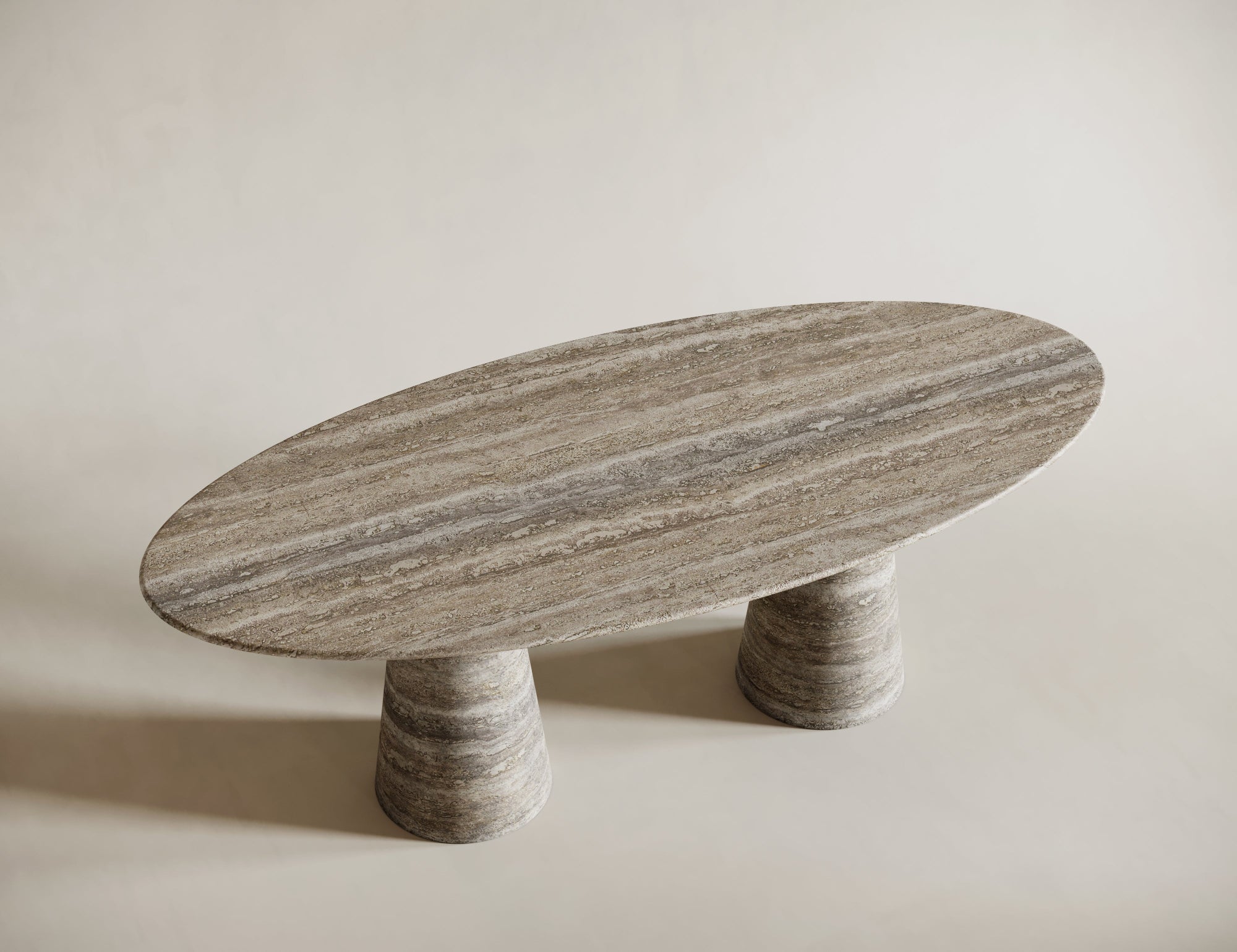 ellipse travertine table gray silver

