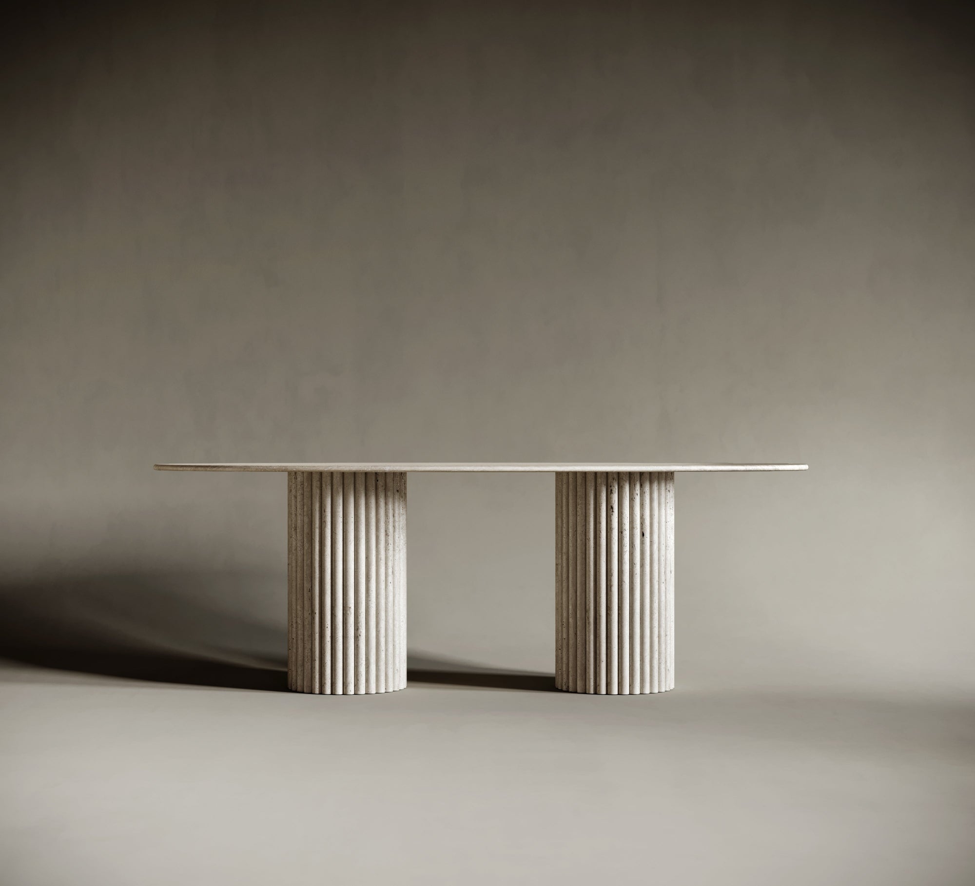 travertin eettafel rond, natuursteen tafel