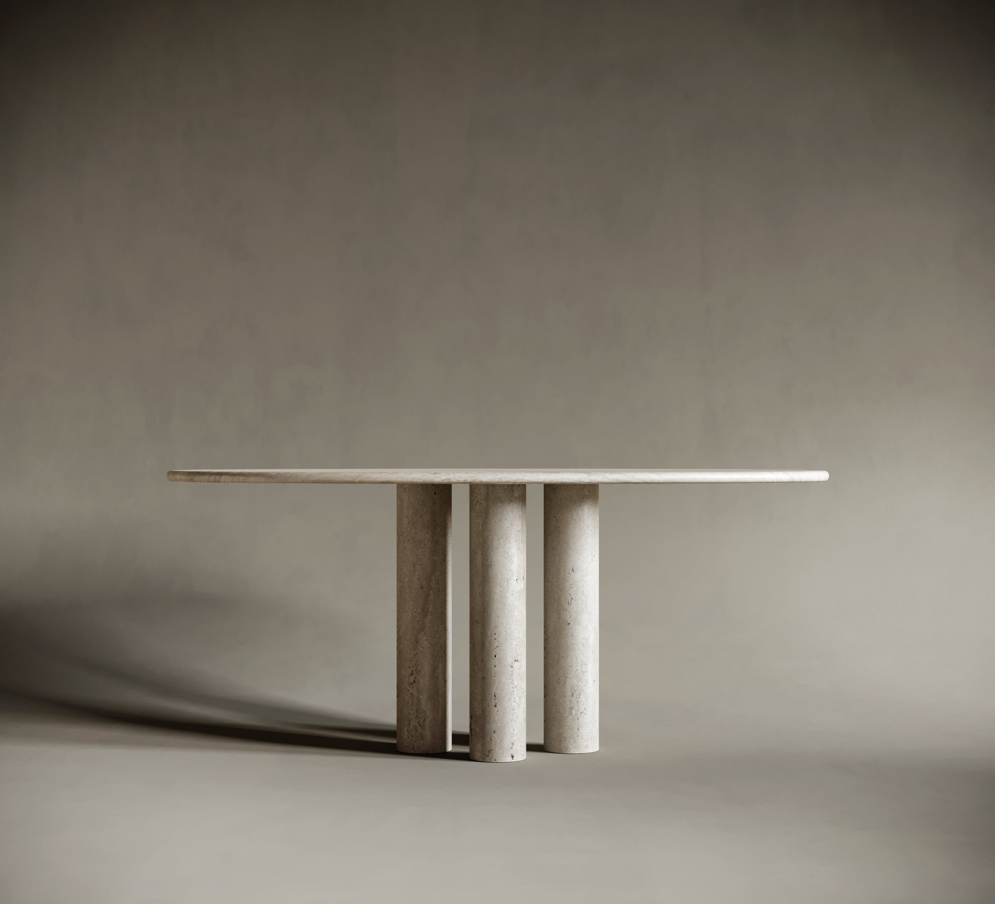 ellipse travertine dining table


