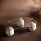glass table with balls ball travertine table