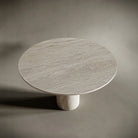 round light travertine dining table