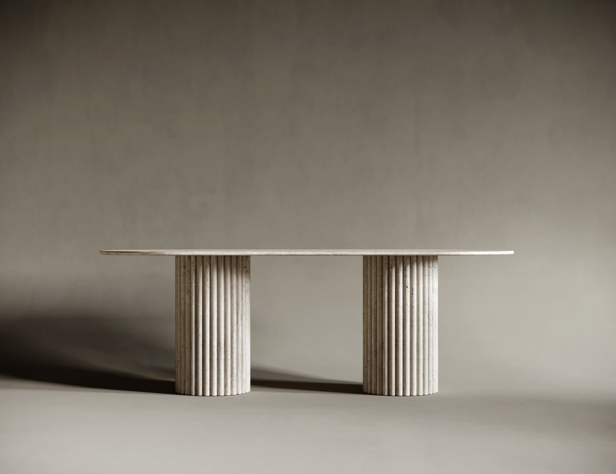 travertin eettafel rond
