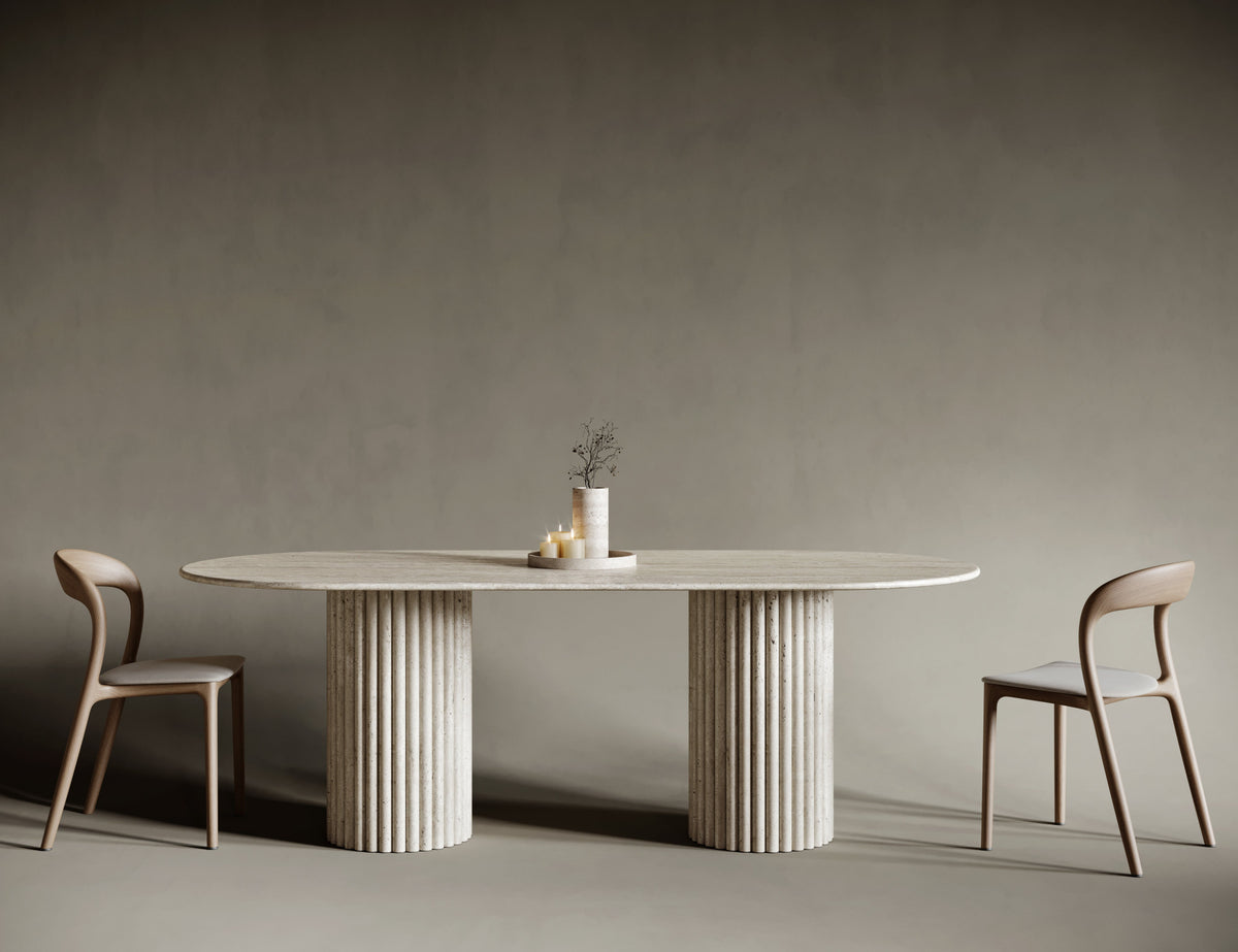 Fluted Table Oval Fluted Dining Room Table