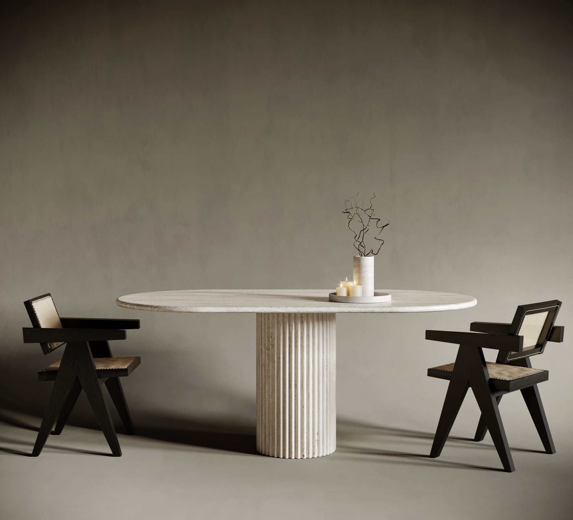 Travertin eettafel, travertine dining table