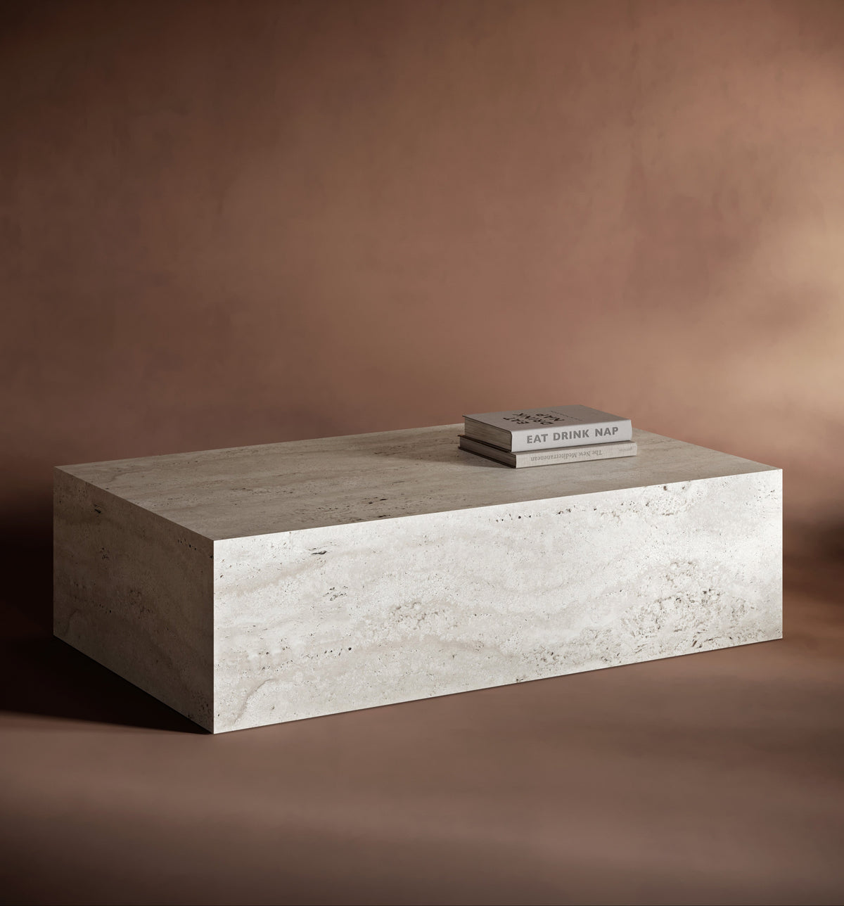 Rectangle Plinth Travertine Coffee Table – Bedú Atelier