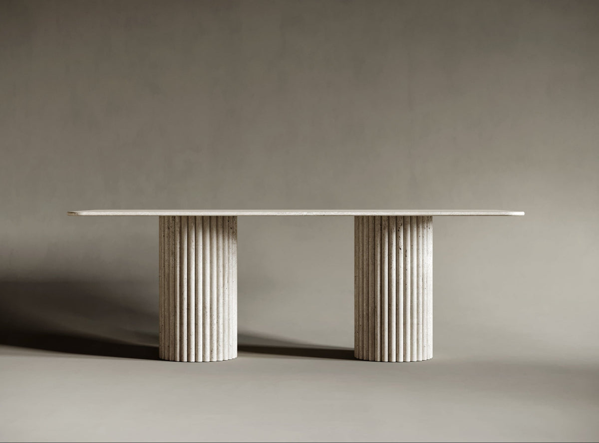 Fluted Rectangular Tables Rectangular Travertine Dining Table - Fluted Legs – Bedú Atelier