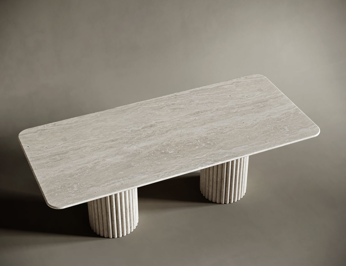 Fluted Rectangular Tables Rectangular Travertine Dining Table - Fluted Legs – Bedú Atelier