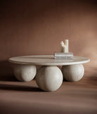 Travertine coffee table round