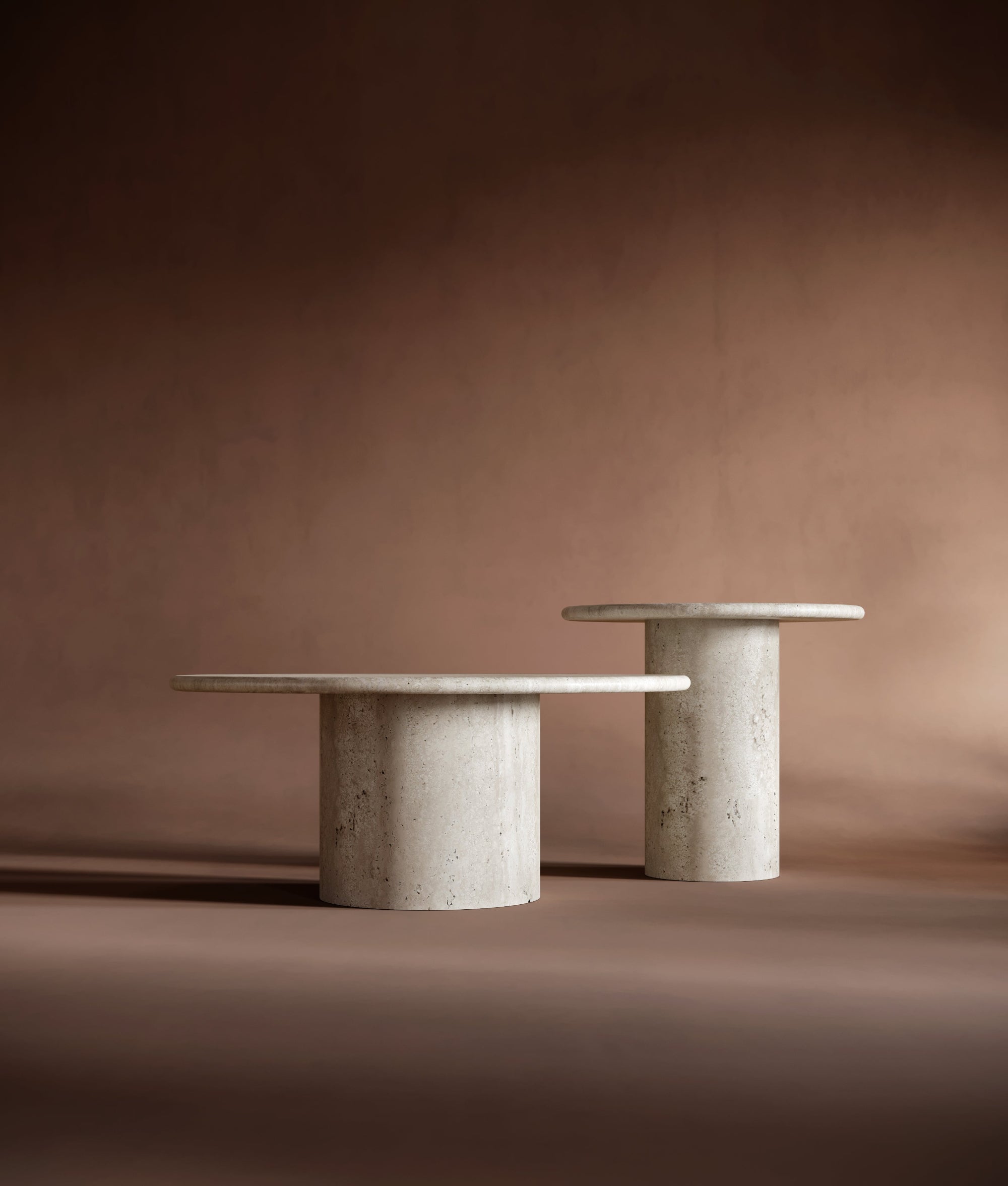 round travertine coffee table
