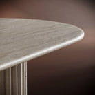 Close-up of SERENA coffee table’s natural veining and textured fluted design, highlighting its premium craftsmanship.
