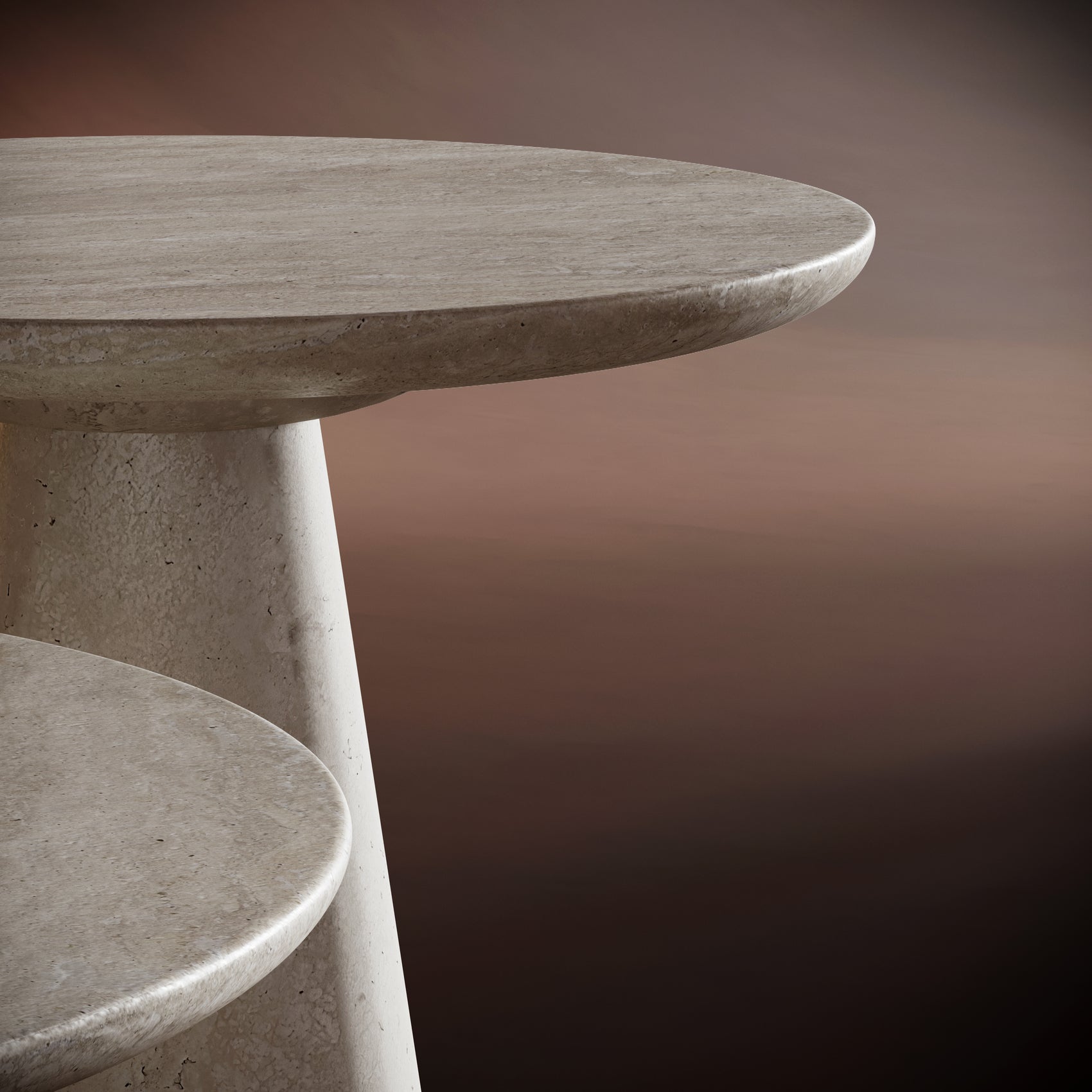 Close-up of SOFIA coffee table’s tapered base design, highlighting its sculptural elegance.
